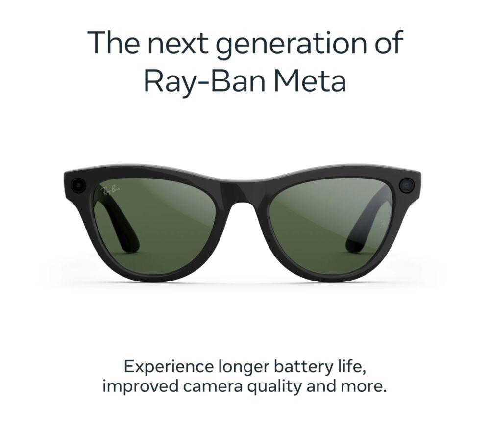 RAY-BAN META Skyler (Gen 2) Glasses - Shiny Black with Green Lenses