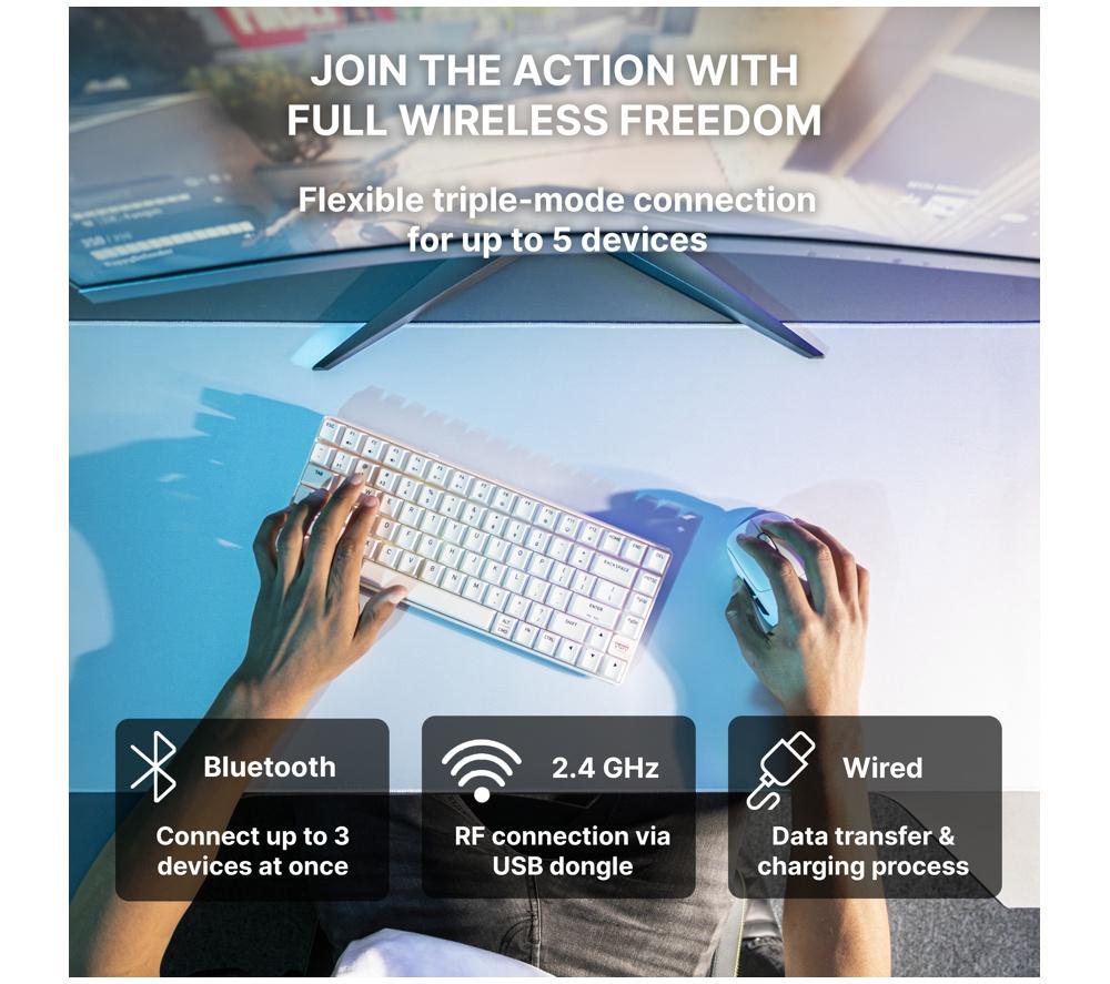 CHERRY K33 Compact Wireless RGB Gaming Keyboard - White
