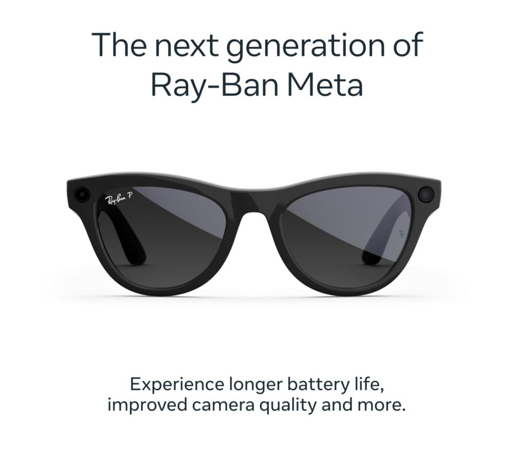 RAY-BAN META Skyler (Gen 2) Glasses - Shiny Black with Polarised Gradient Graphite Lenses