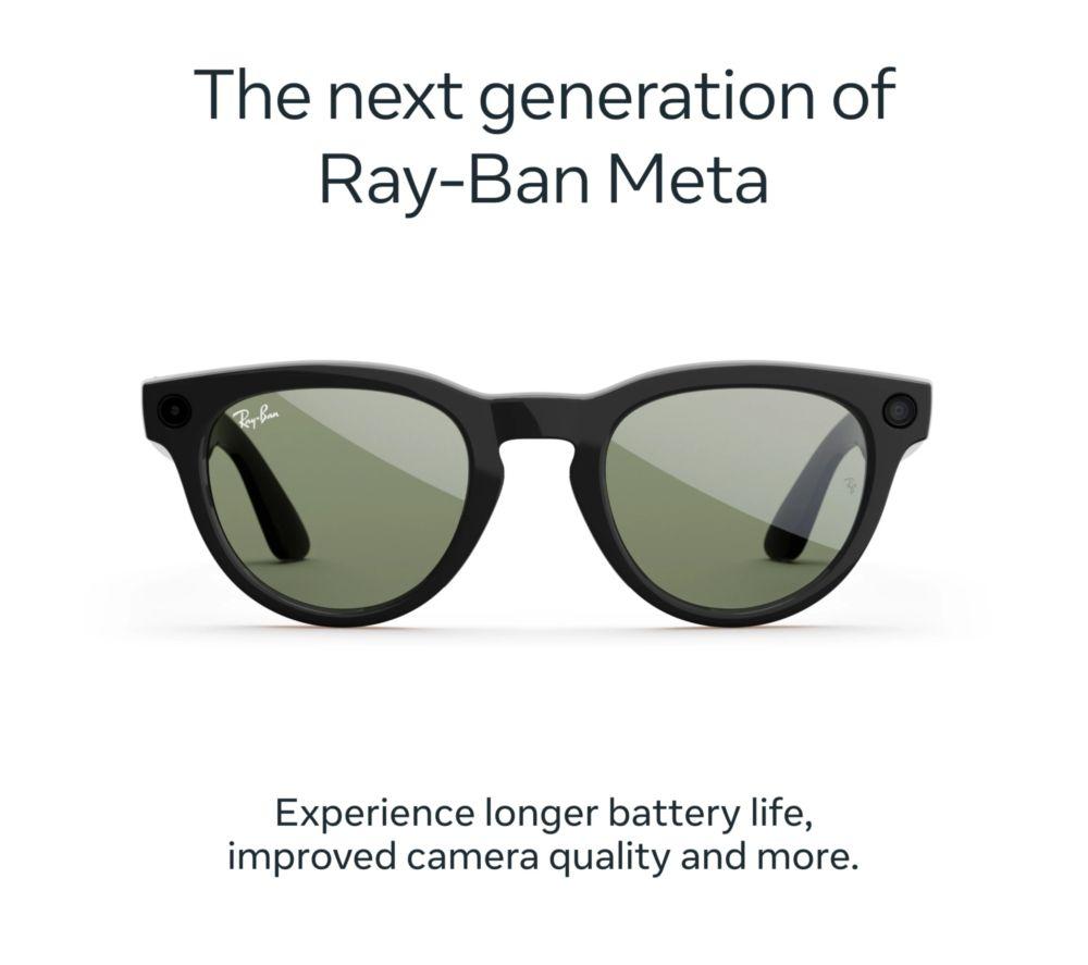 RAY-BAN META Headliner (Gen 2) Glasses - Shiny Black with Green Lenses