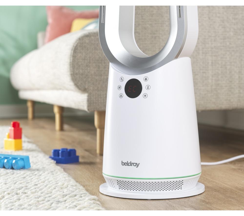 BELDRAY 2-in-1 Turmventilator ohne Rotorblätter, heiß & kalt – Weiß