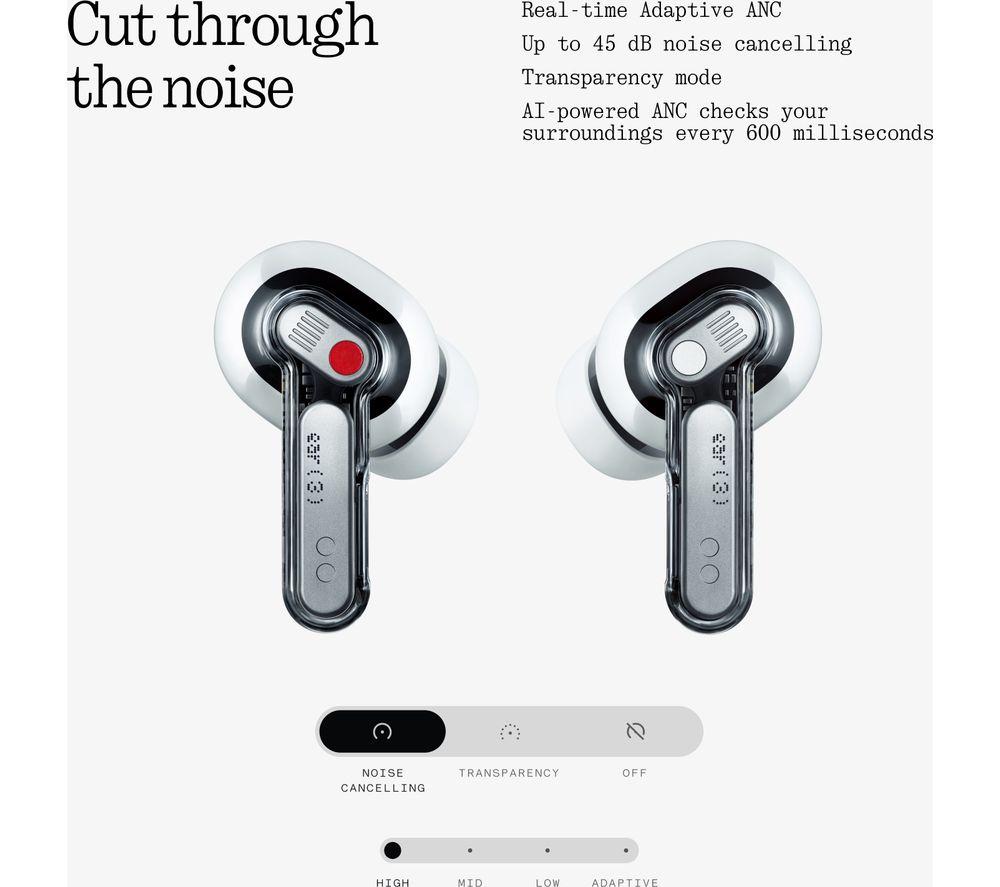 NOTHING Ear (3) Wireless Bluetooth Noise-Cancelling Earbuds - White