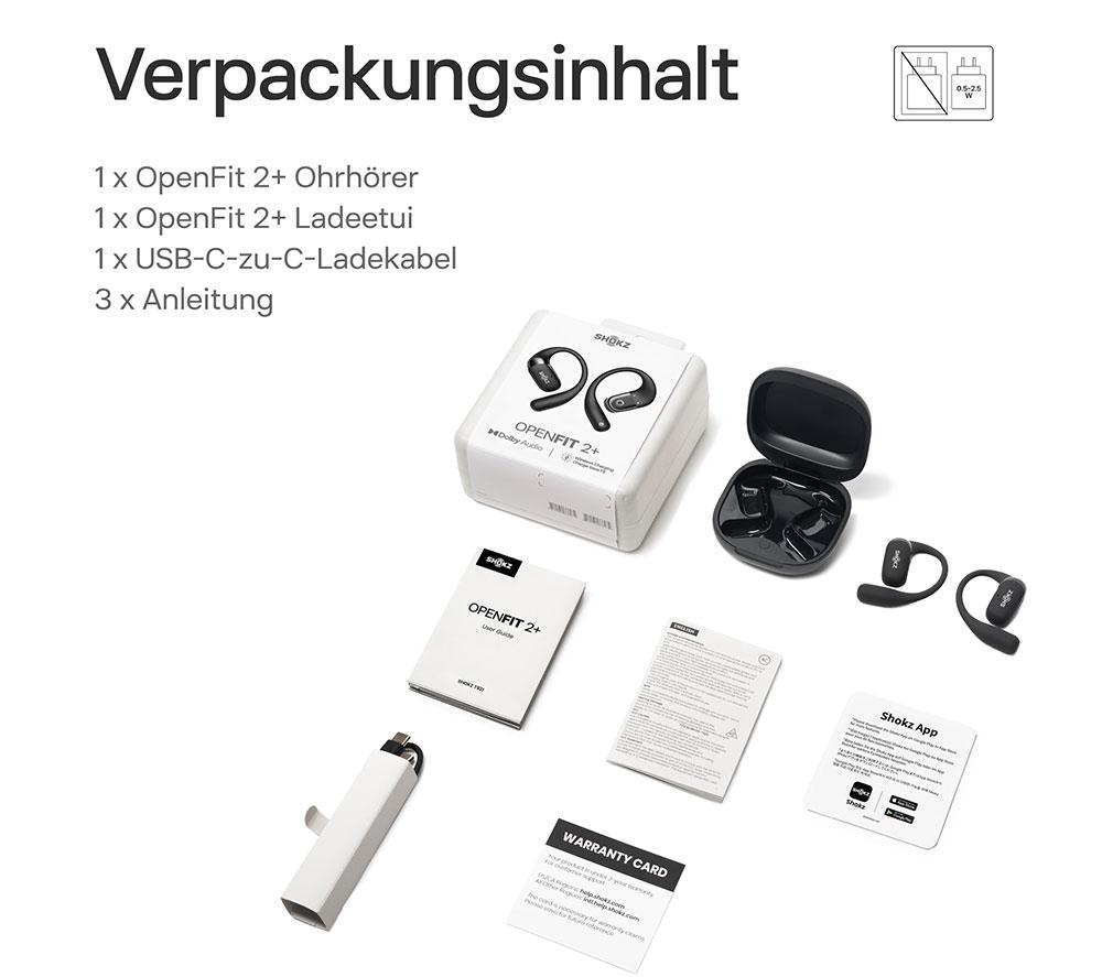 SHOKZ OpenFit 2+ Wireless Bluetooth Earbuds - Black