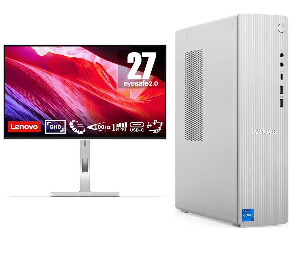 LENOVO IdeaCentre Desktop PC (Intel® Core™ i5 512 GB SSD, Grey) & L27h-4A Quad HD 27" IPS WLED Monitor Bundle