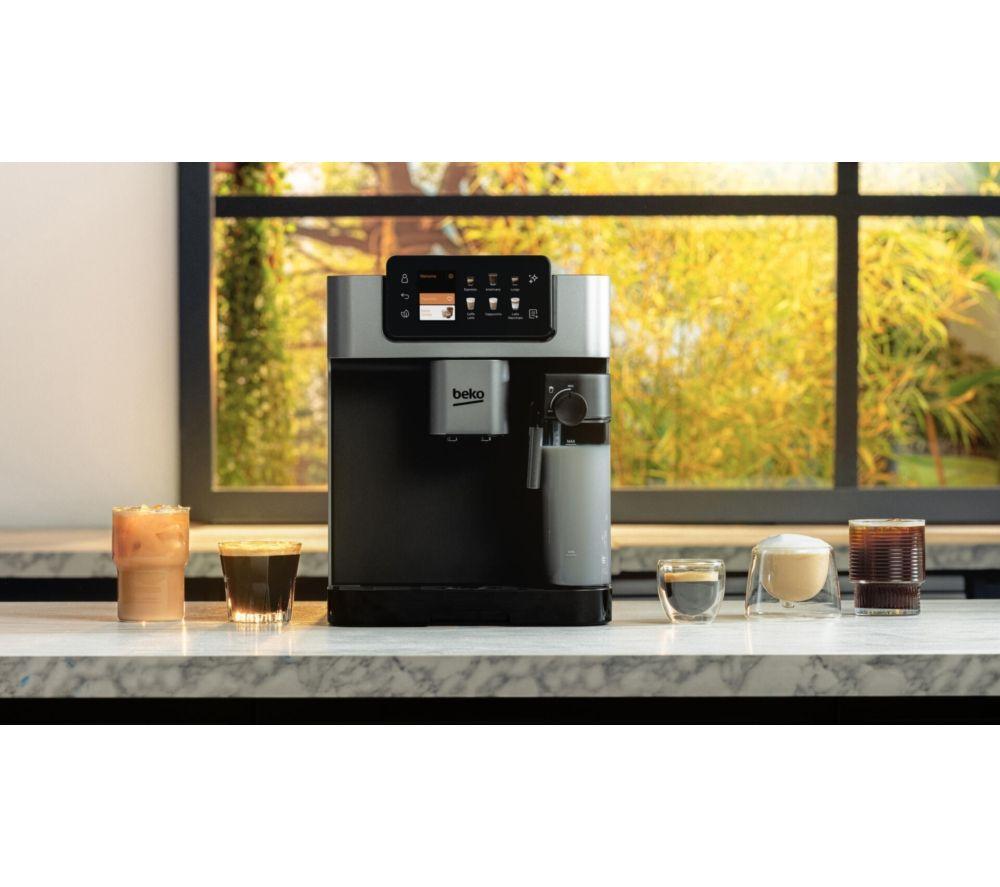 Cafetera automática BEKO CaffeExperto CEG7348X Smart (de grano a taza) - Negra y plateada
