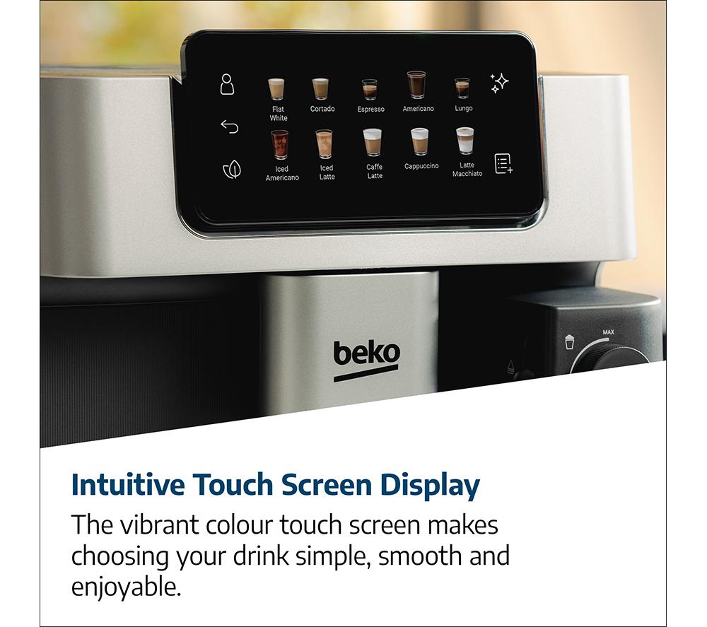 Cafetera automática BEKO CaffeExperto CEG7348X Smart (de grano a taza) - Negra y plateada