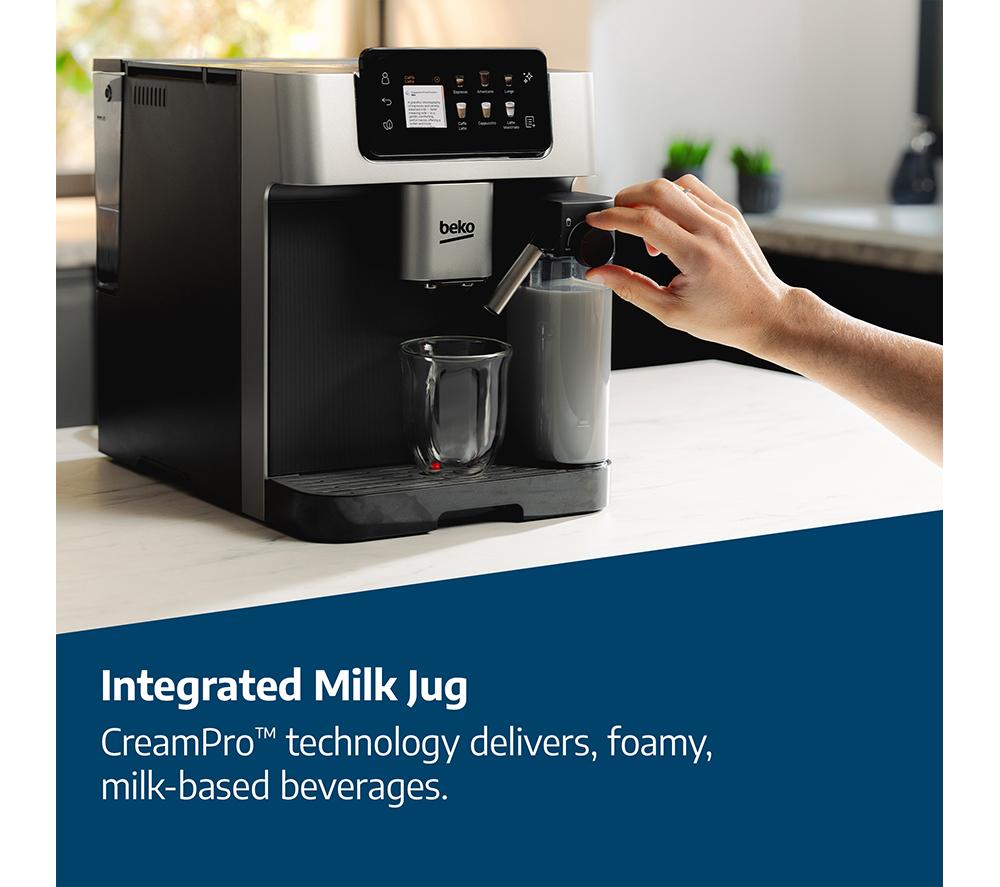 Cafetera automática BEKO CaffeExperto CEG7348X Smart (de grano a taza) - Negra y plateada