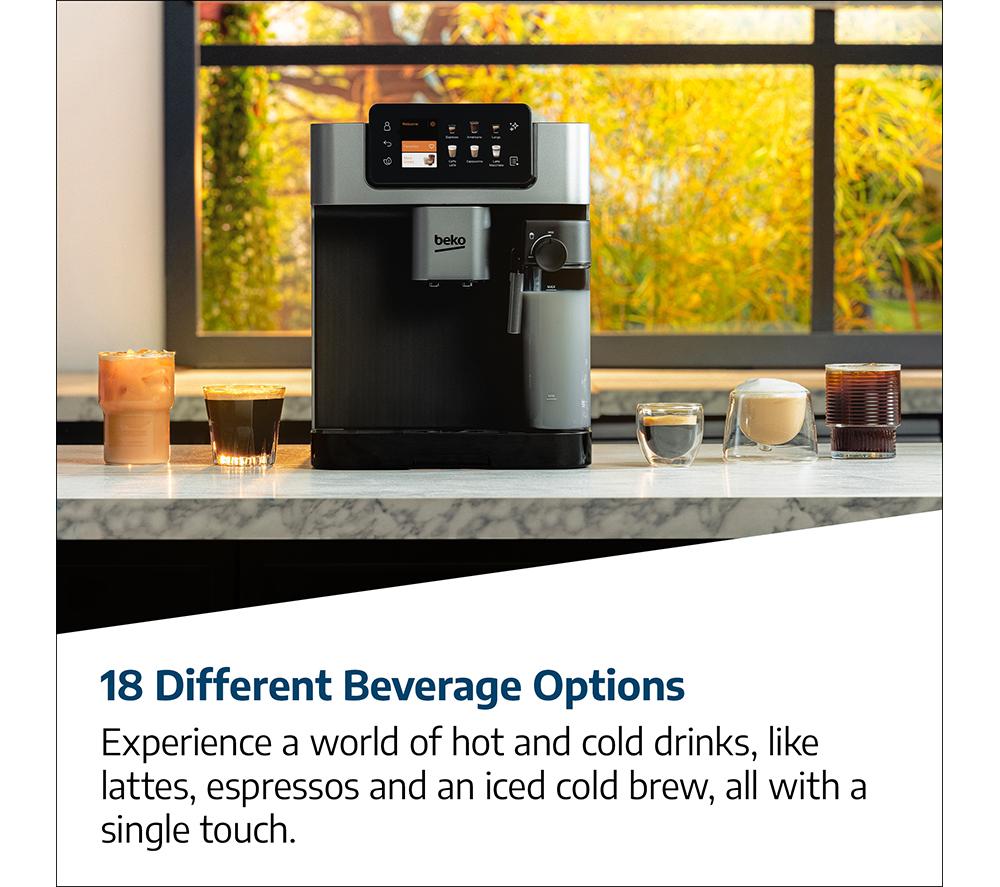 Cafetera automática BEKO CaffeExperto CEG7348X Smart (de grano a taza) - Negra y plateada