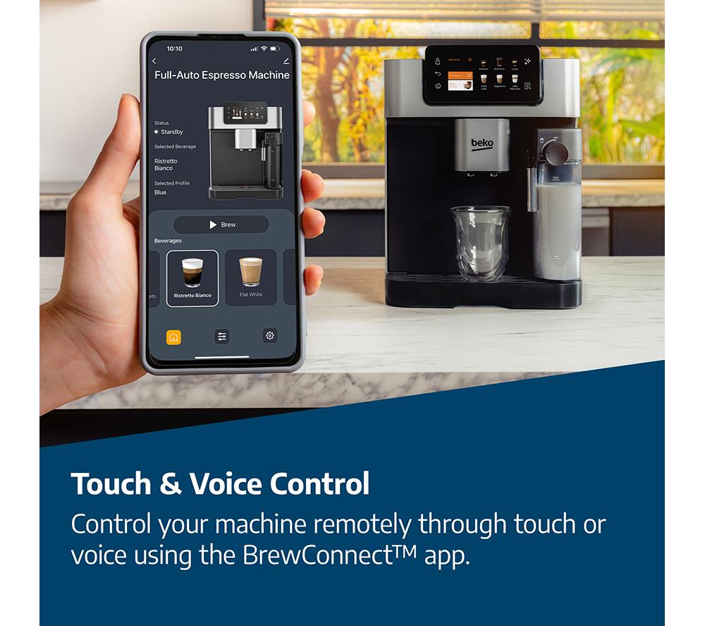 Cafetera automática BEKO CaffeExperto CEG7348X Smart (de grano a taza) - Negra y plateada
