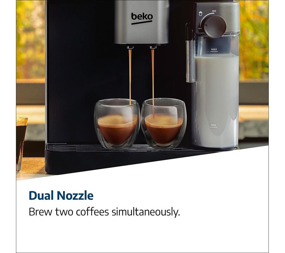 Cafetera automática BEKO CaffeExperto CEG7348X Smart (de grano a taza) - Negra y plateada