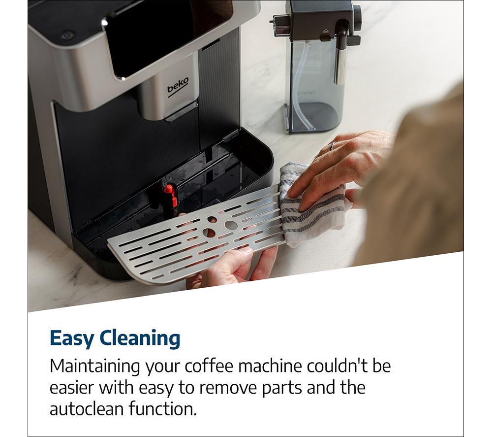 Cafetera automática BEKO CaffeExperto CEG7348X Smart (de grano a taza) - Negra y plateada