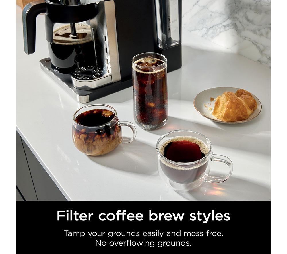 NINJA Prestige DualBrew System CFN803UK Kaffeemaschine mit Pod- und Permanentfilter – Edelstahl & Schwarz