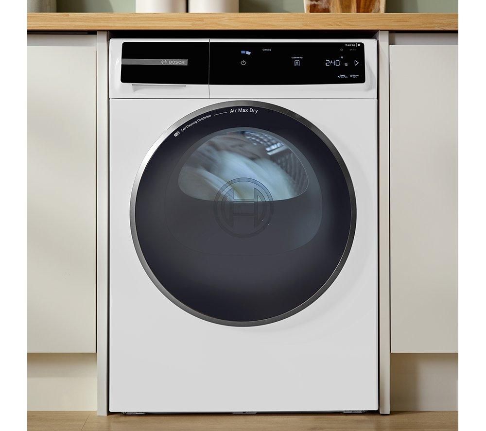 BOSCH Series 8 WRB247C9GB WiFi-enabled 9 kg Heat Pump Tumble Dryer - White