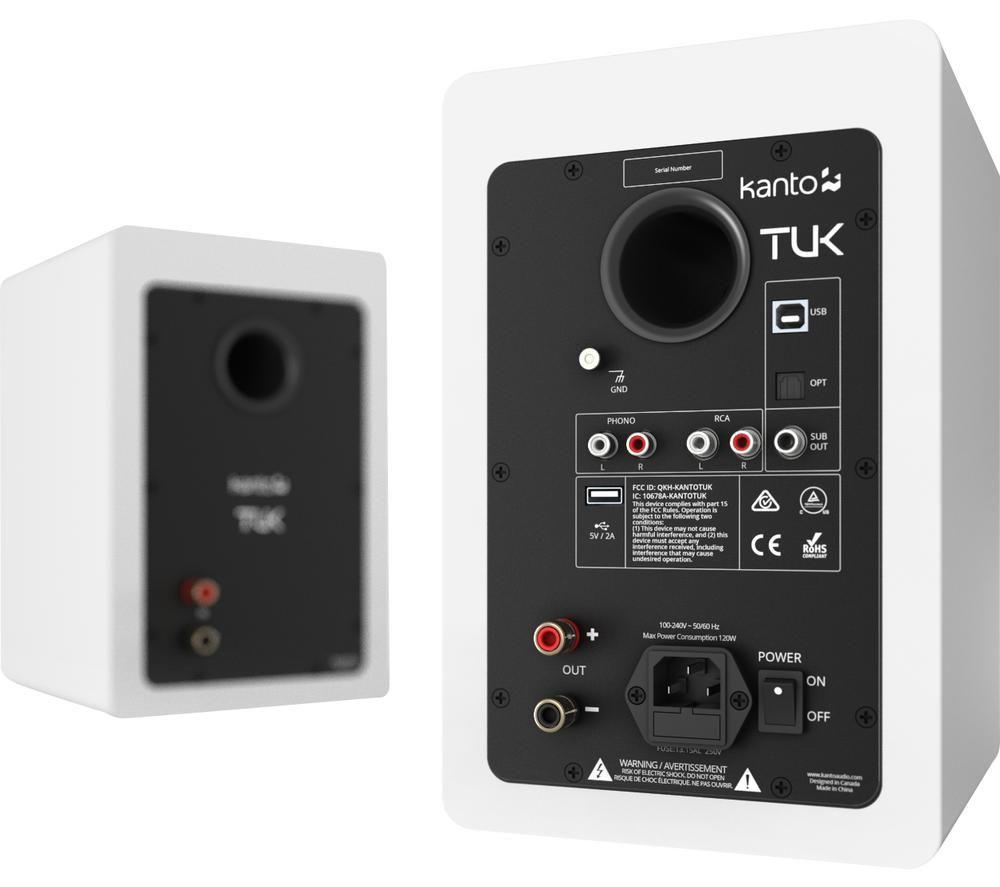 KANTO AUDIO TUK Powered Bluetooth Bookshelf Speakers - Matte White