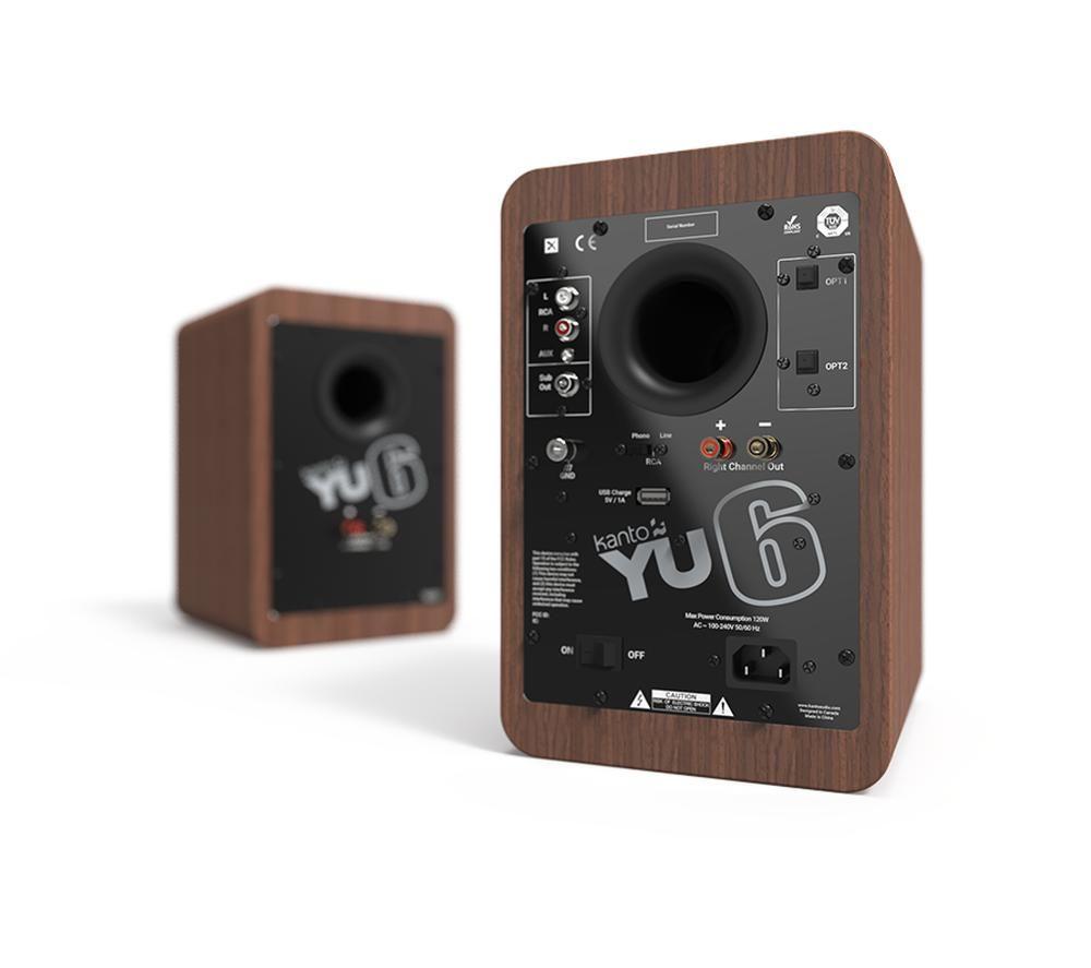 KANTO AUDIO YU6 Powered Bluetooth Bookshelf Speakers - Walnut