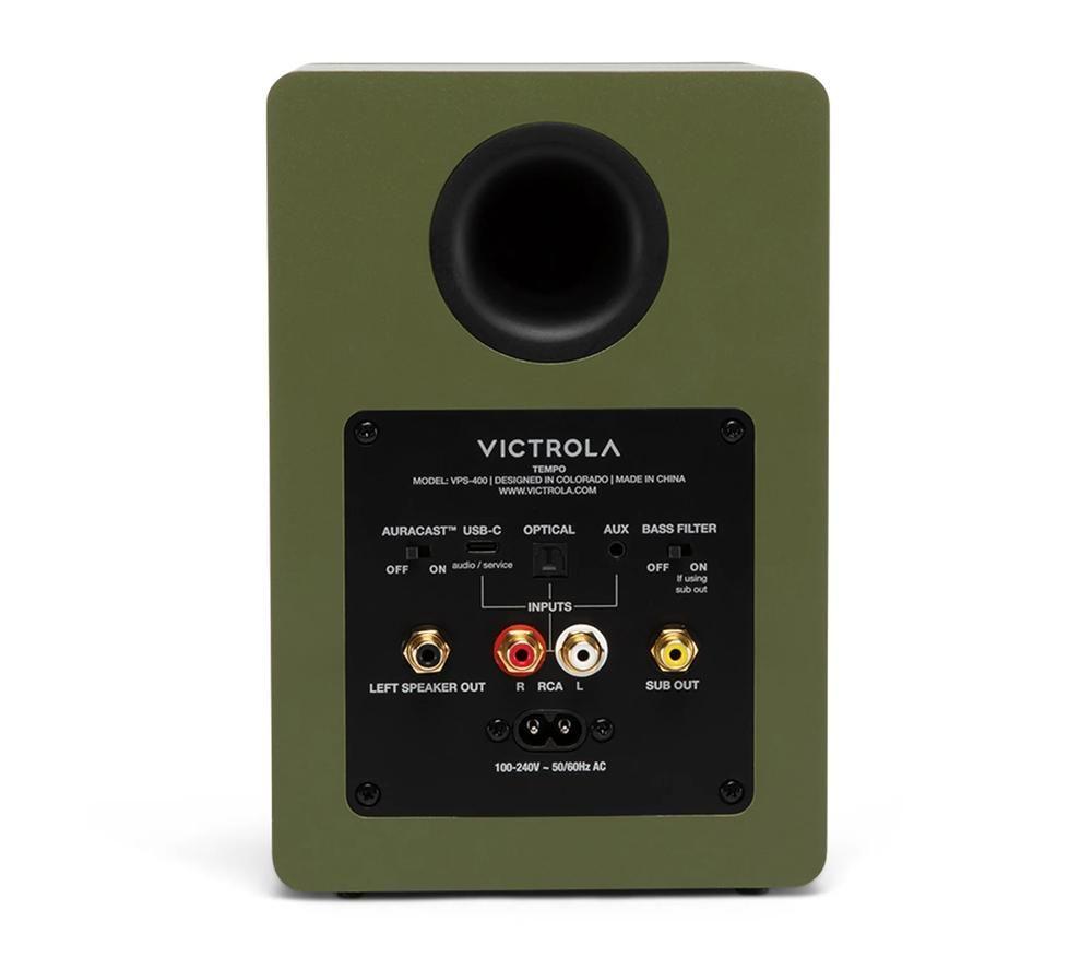 VICTROLA Tempo VPS-400 Bluetooth Bookshelf Speakers - Matte Green