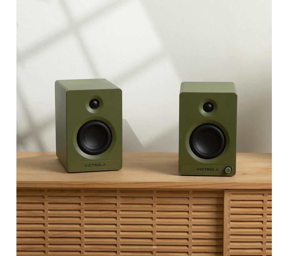 VICTROLA Tempo VPS-400 Bluetooth Bookshelf Speakers - Matte Green