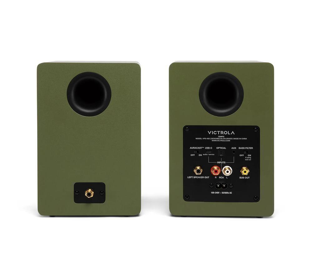 VICTROLA Tempo VPS-400 Bluetooth Bookshelf Speakers - Matte Green