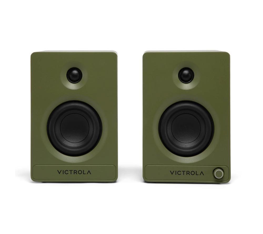 VICTROLA Tempo VPS-400 Bluetooth Bookshelf Speakers - Matte Green