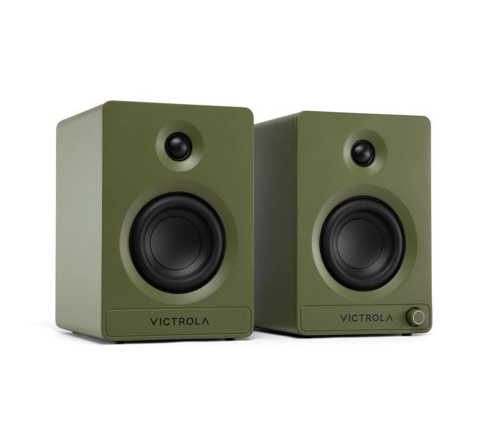 VICTROLA Tempo VPS-400 Bluetooth Bookshelf Speakers - Matte Green