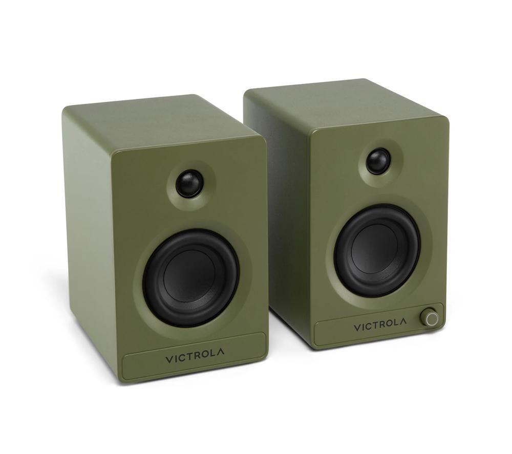 VICTROLA Tempo VPS-400 Bluetooth Bookshelf Speakers - Matte Green