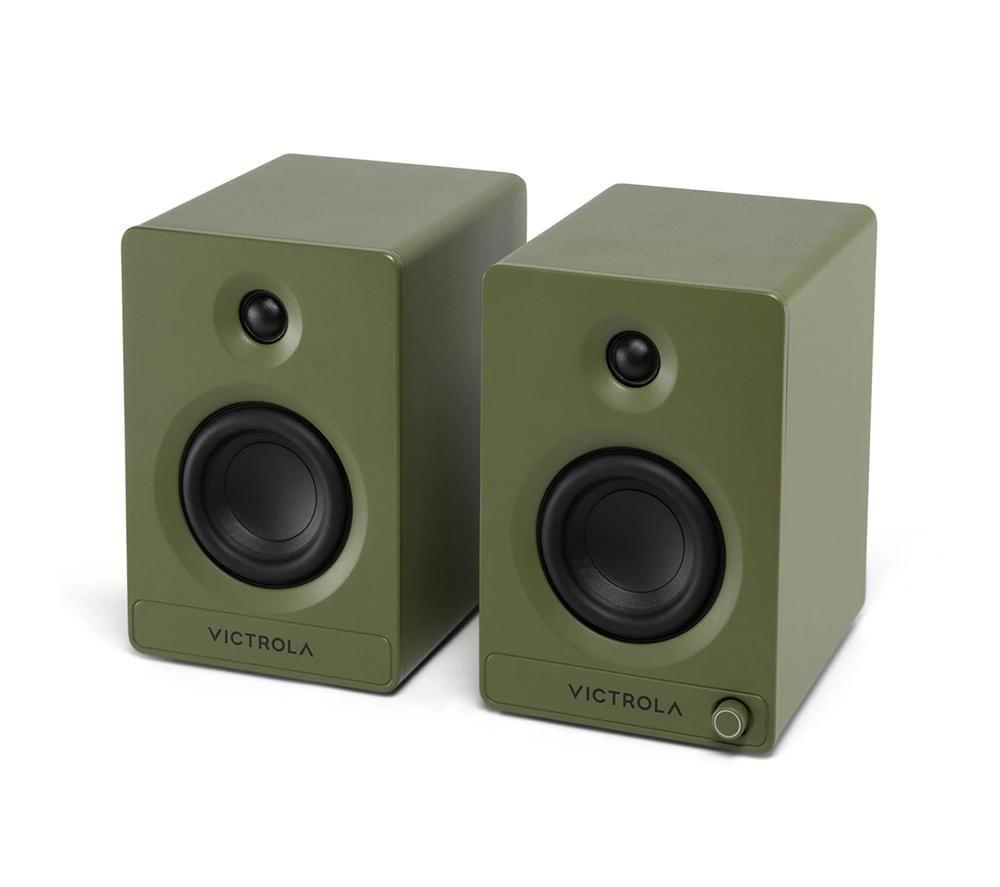 VICTROLA Tempo VPS-400 Bluetooth Bookshelf Speakers - Matte Green