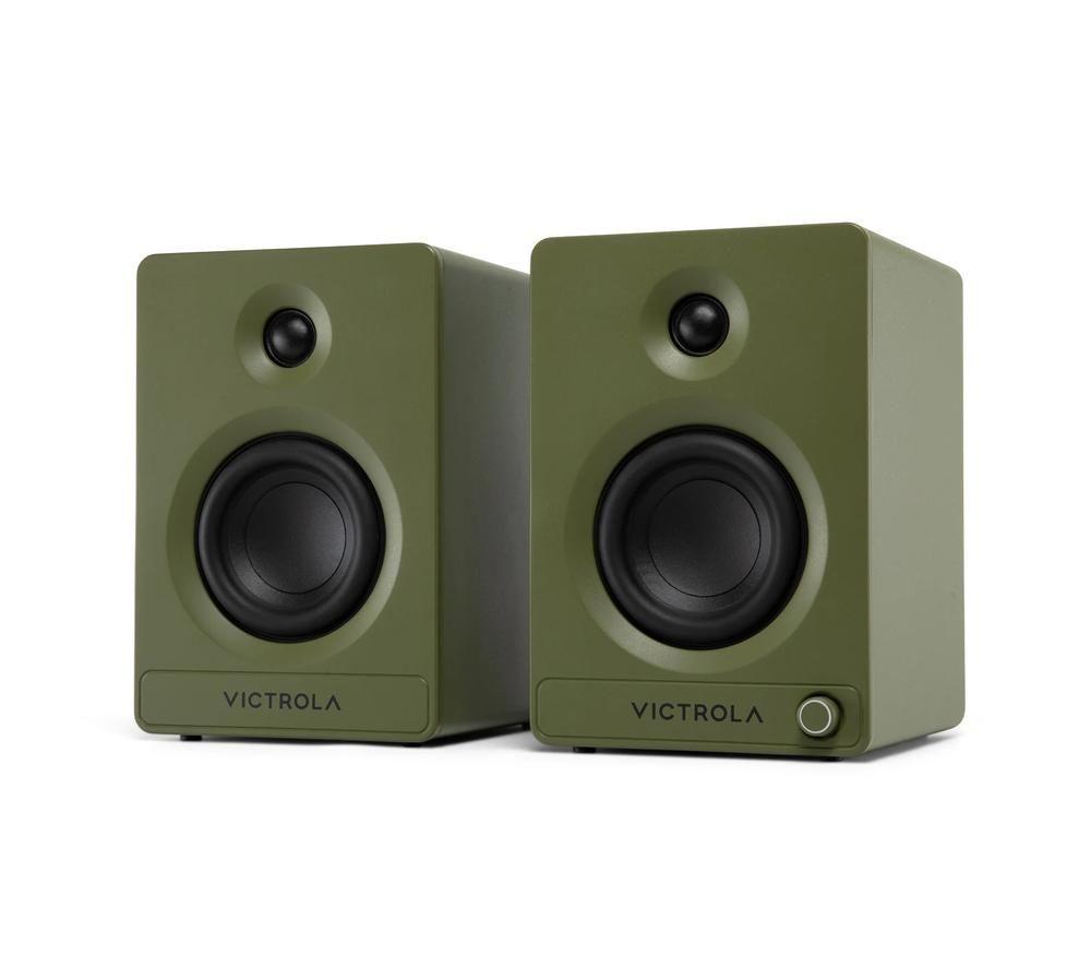 VICTROLA Tempo VPS-400 Bluetooth Bookshelf Speakers - Matte Green