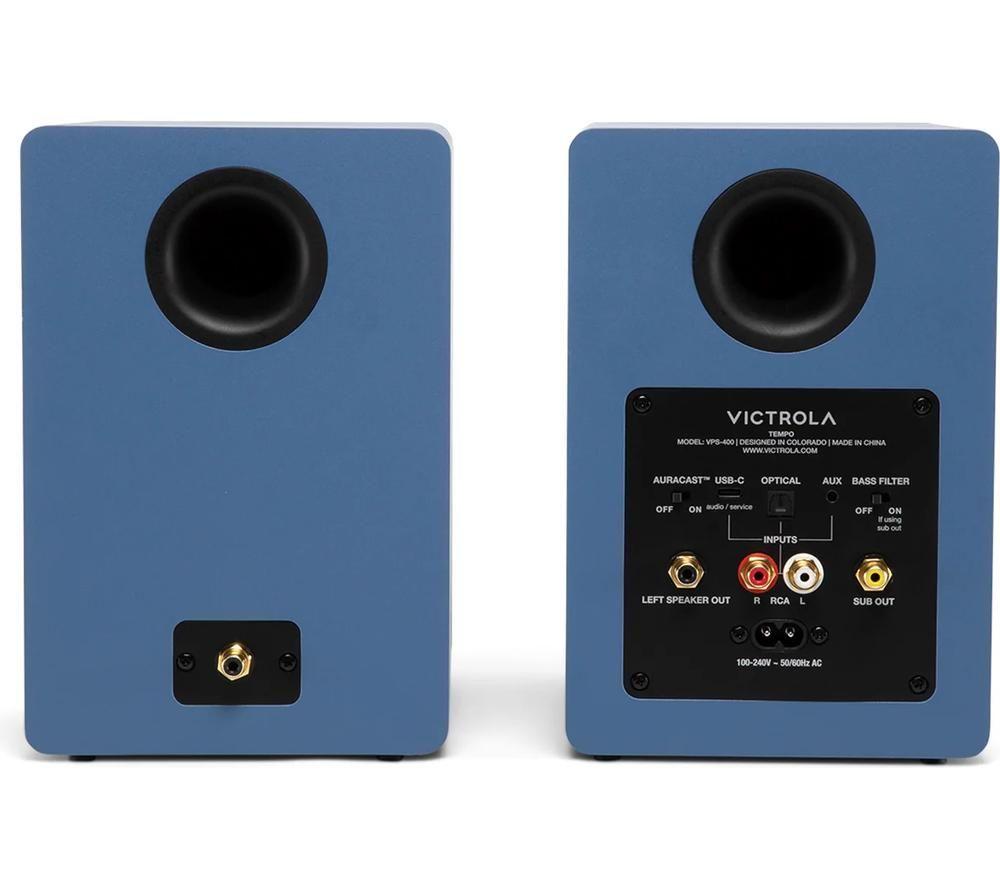 VICTROLA Tempo VPS-400 Bluetooth Bookshelf Speakers - Blue