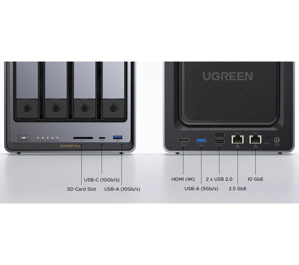 UGREEN NASync DXP4800 Plus NAS Enclosure - 4 Bay, Black & Grey