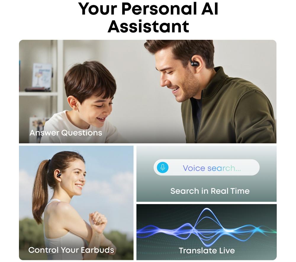 Audífonos Bluetooth Inalámbricos Abiertos AI AeroFit 2 de SOUNDCORE - Negros