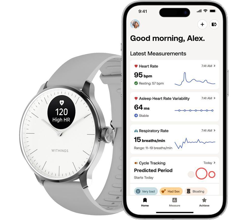 WITHINGS ScanWatch Light Hybrid Smart Watch - Pearl White, 37 mm