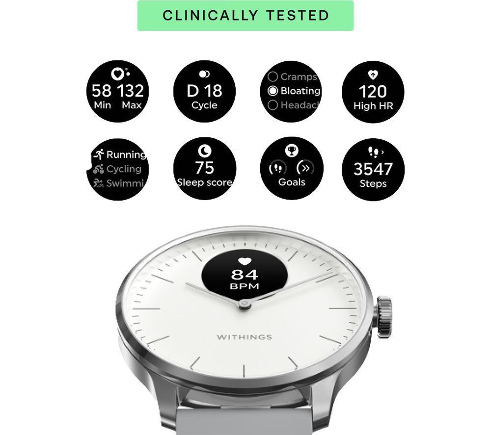 WITHINGS ScanWatch Light Hybrid Smart Watch - Pearl White, 37 mm