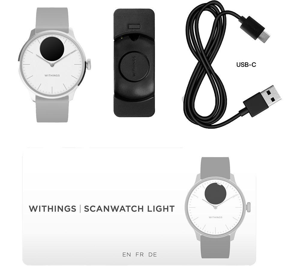 WITHINGS ScanWatch Light Hybrid Smart Watch - Pearl White, 37 mm