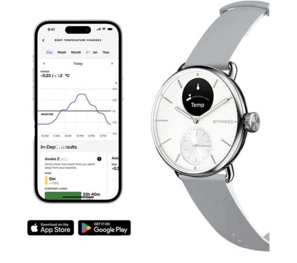 WITHINGS ScanWatch 2 Hybrid Smartwatch – Weiß, 38 mm