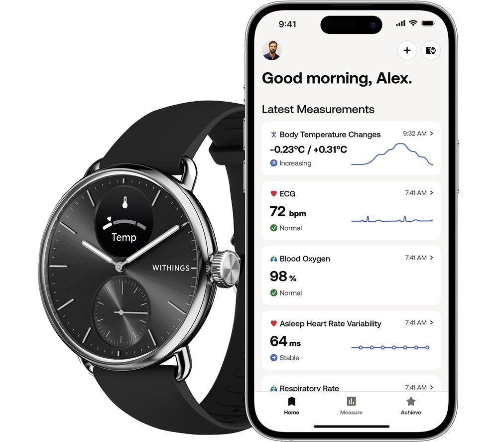 WITHINGS ScanWatch 2 Hybrid Smart Watch - Black, 38 mm