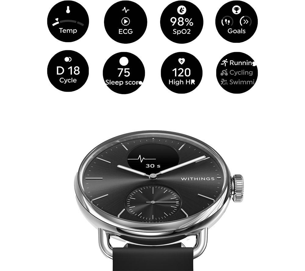 WITHINGS ScanWatch 2 Hybrid Smart Watch - Black, 38 mm