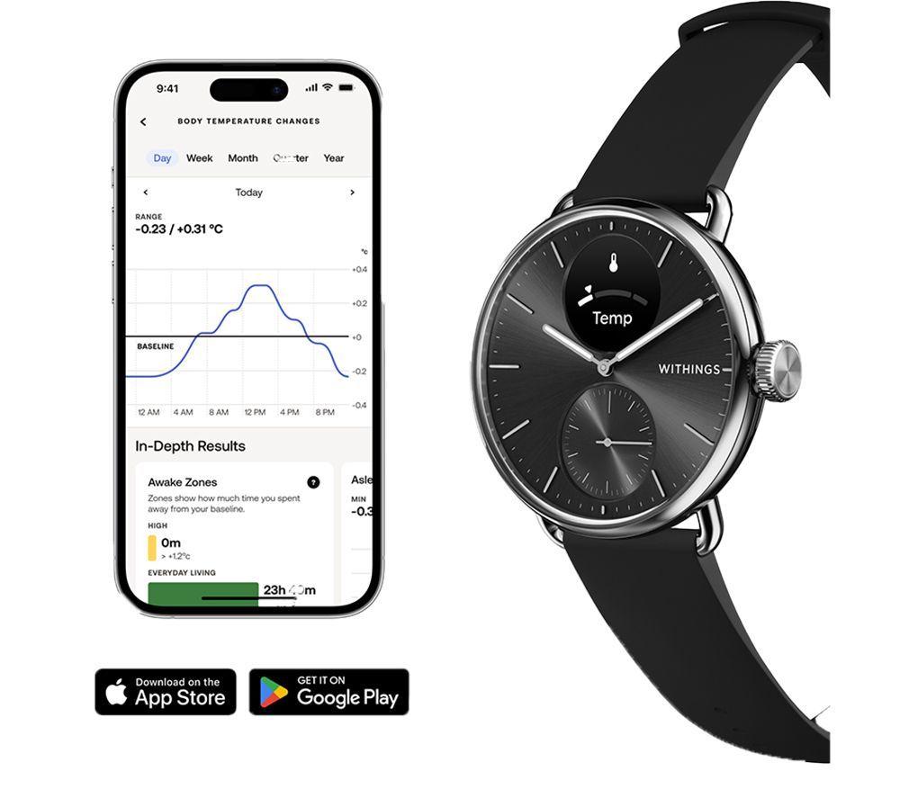 WITHINGS ScanWatch 2 Hybrid Smart Watch - Black, 38 mm