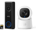 EUFY C31 2K Smart Video Doorbell with MicroSD Card & C220 Pan-Tilt 2K WiFi Indoor Security Camera Bundle