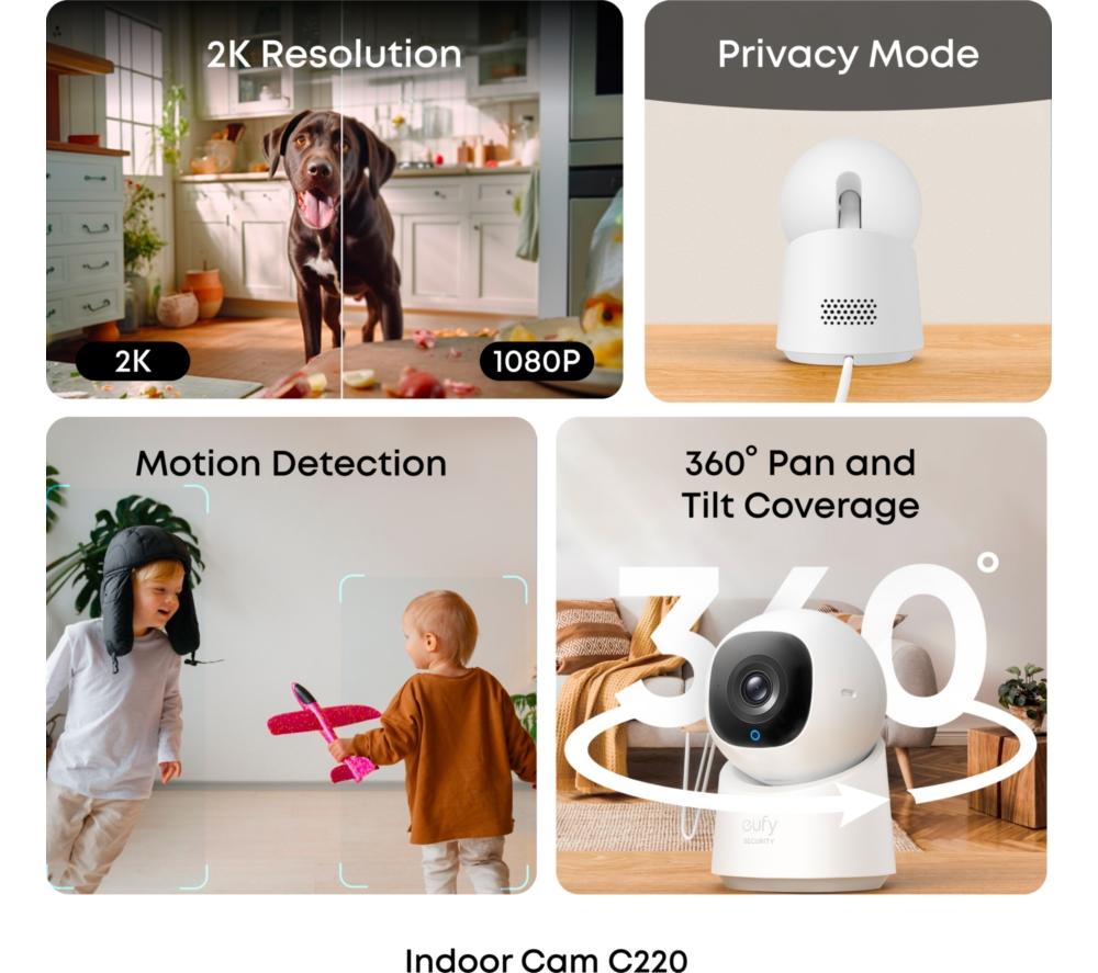 EUFY C31 2K smarte Video-Türklingel mit MicroSD-Karte & C220 Pan-Tilt 2K WiFi Indoor-Überwachungskamera Bundle