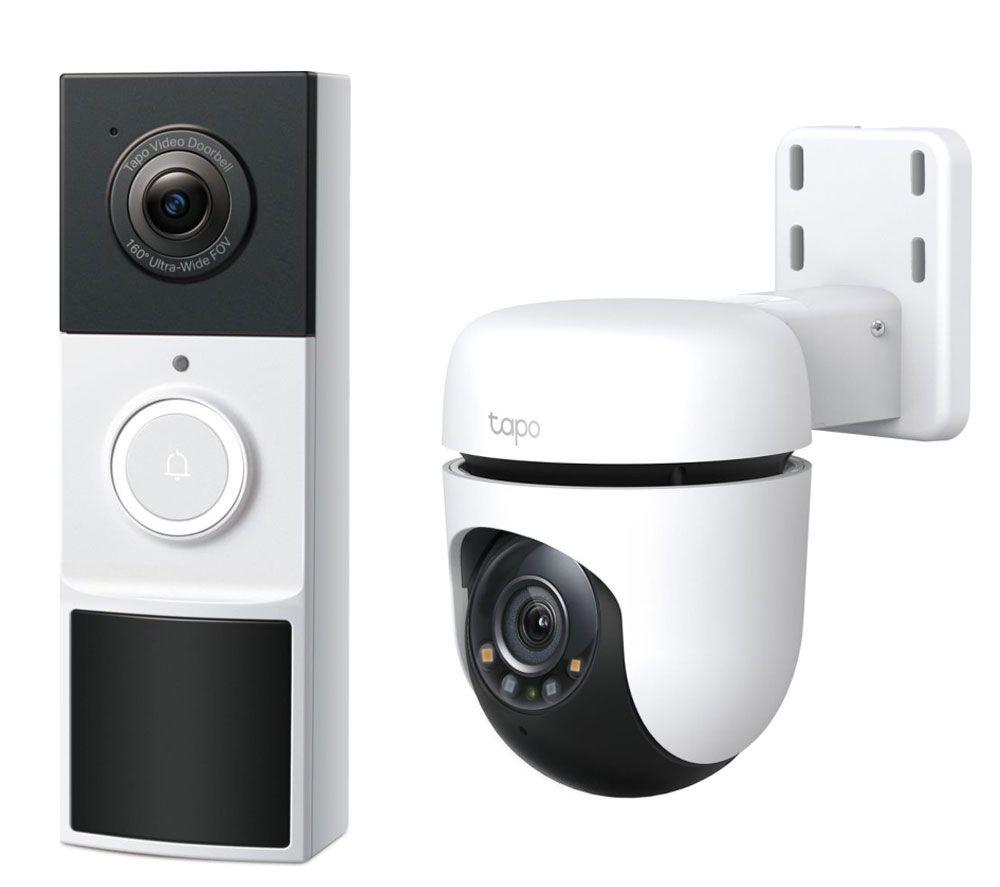TP-LINK Tapo D210 2K 3 MP WiFi Video Doorbell with Chime & C510W 2K WiFi Security Camera Bundle