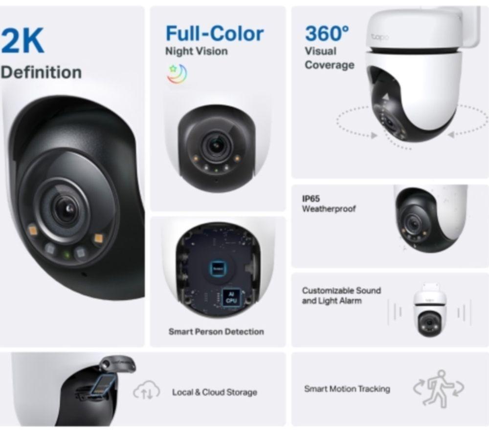 TP-LINK Tapo D210 2K 3 MP WiFi Video Doorbell with Chime & C510W 2K WiFi Security Camera Bundle