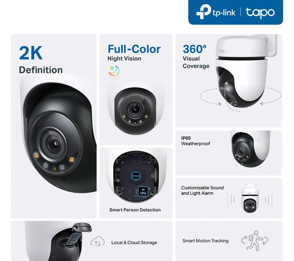 TP-LINK Tapo D210 2K 3 MP WiFi Video Doorbell with Chime & C510W 2K WiFi Security Camera Bundle