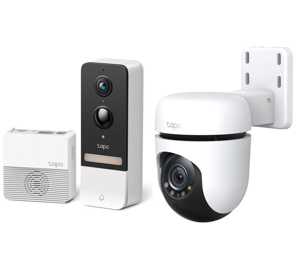 TP-LINK Tapo D230S1 2K 5 MP WiFi Video Doorbell with Chime & C510W 2K WiFi Security Camera Bundle
