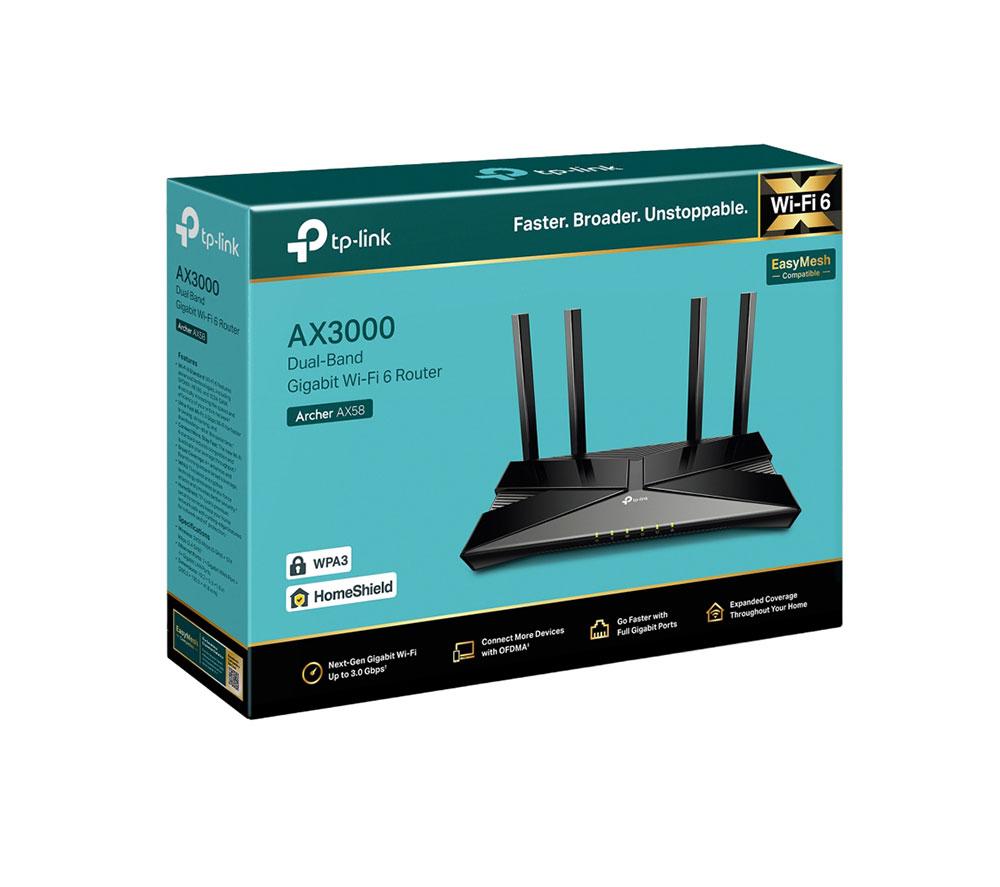 TP-LINK Archer AX58 WiFi Cable & Fibre Router - AX 3000, Dual-band