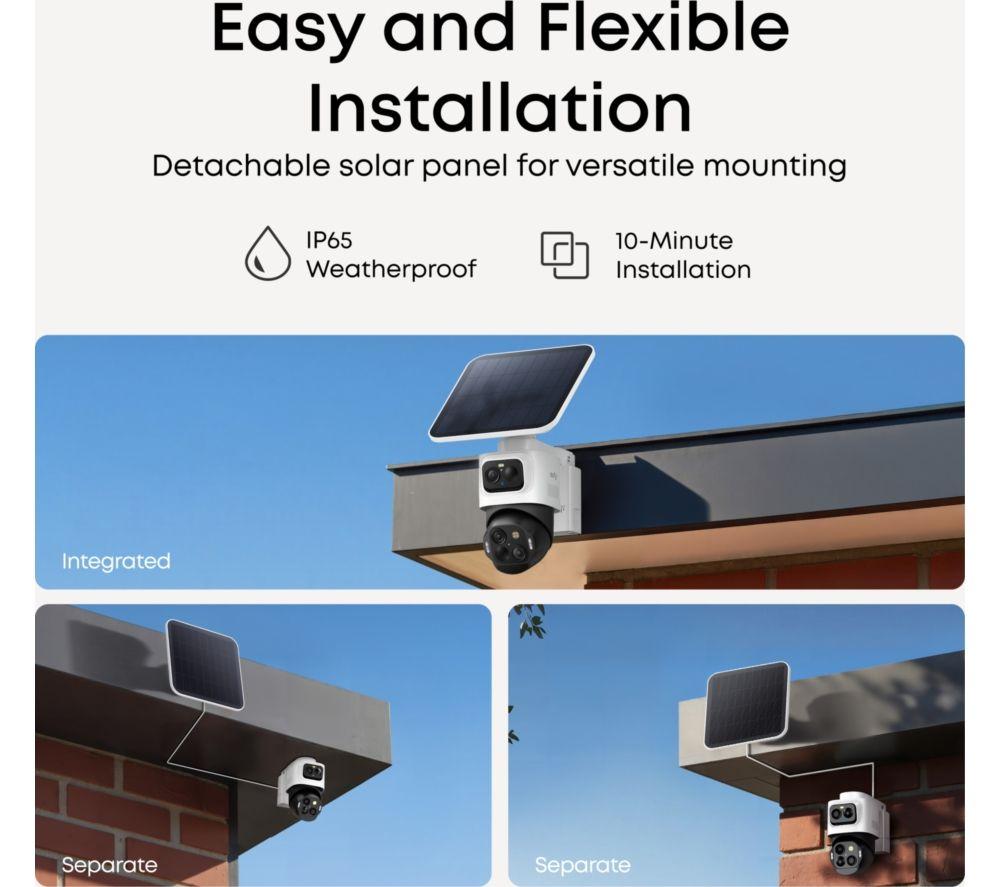Cámara de seguridad tipo bala y PTZ EUFY S4 4K Ultra HD WiFi con panel solar - 32 GB