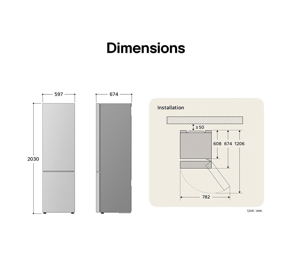 LG Fit & Max GBBS524AEV 60/40 Fridge Freezer - Essence Black Steel