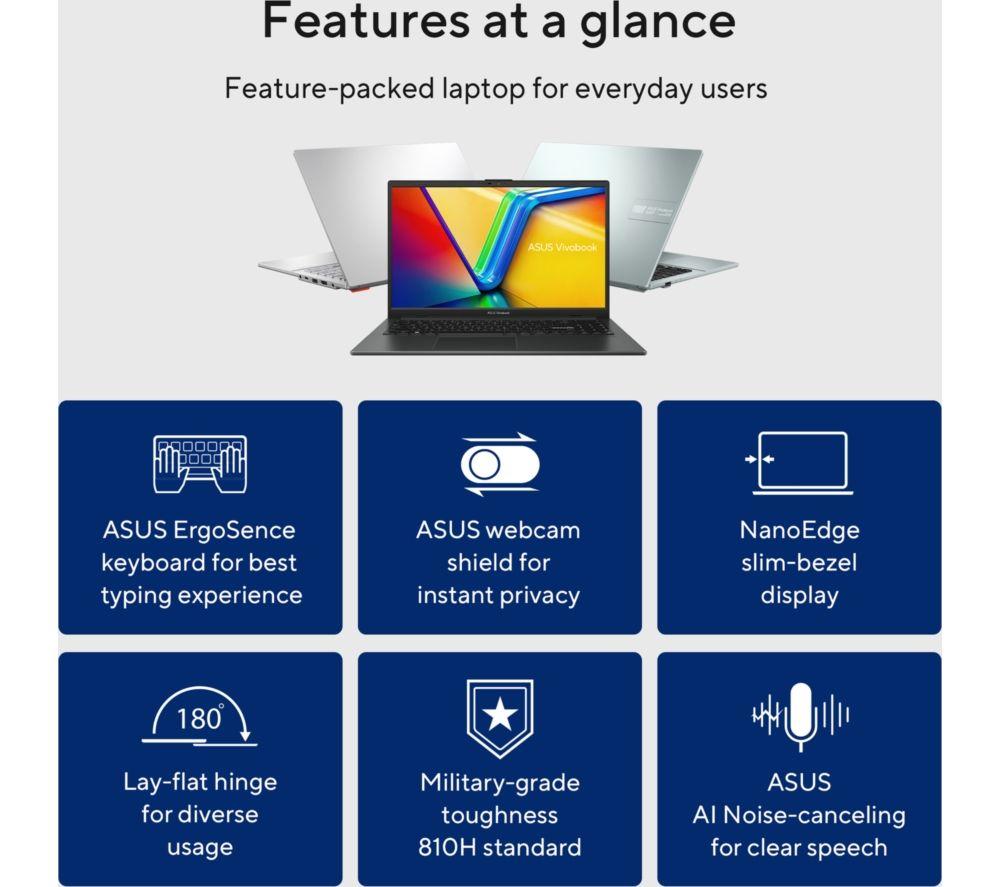 Portátil ASUS Vivobook Go 15 E1504TA de 15,6" - Intel® Celeron®, 128 GB UFS, Plata