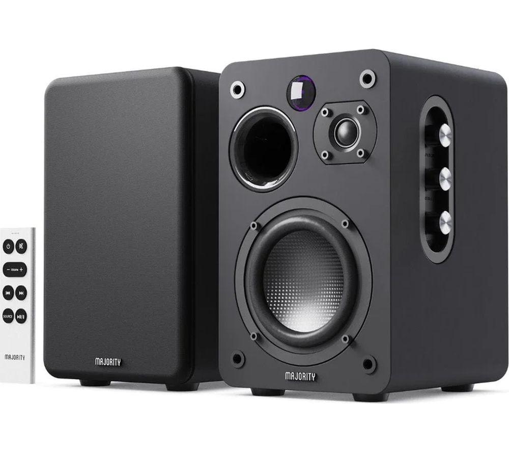 MAJORITY D70X Active Bluetooth Bookshelf Speakers - Black