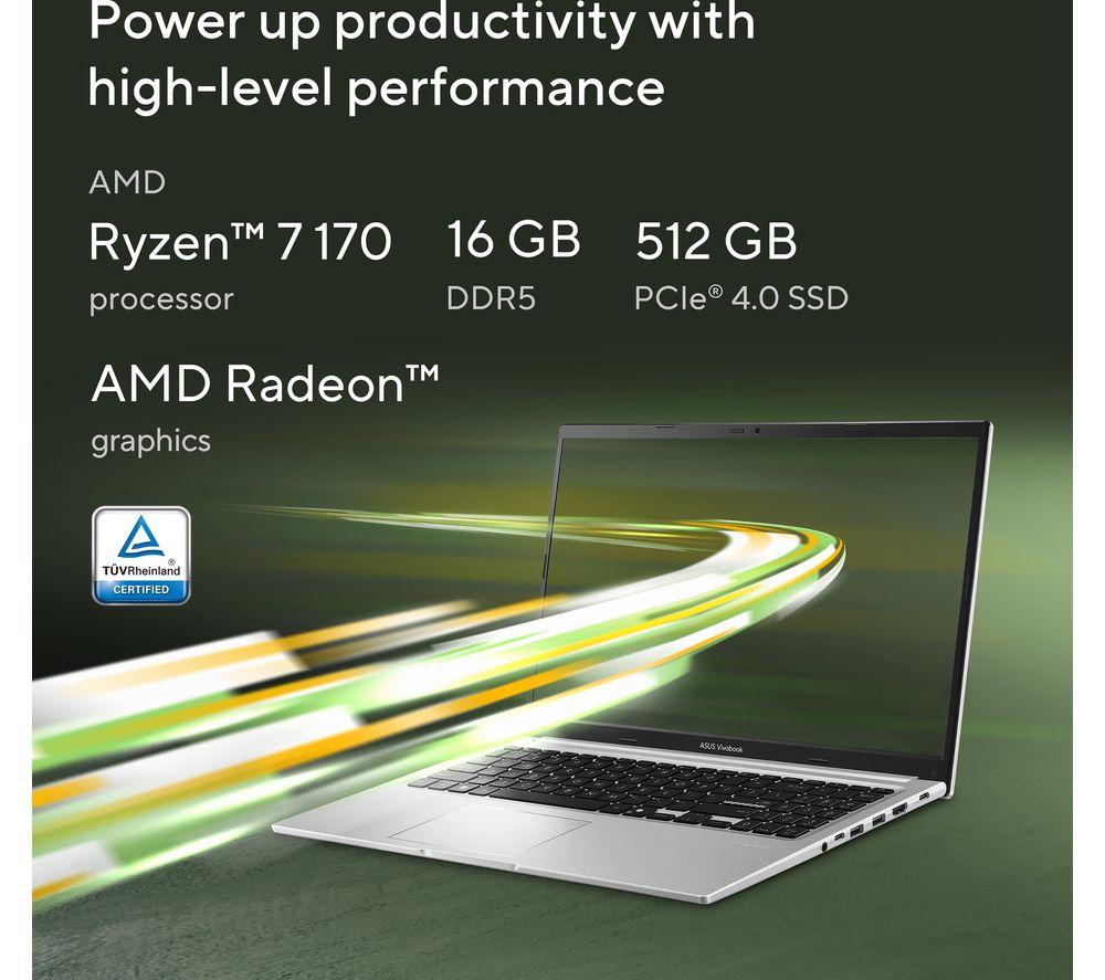 Portátil ASUS Vivobook 15 de 15,6" - AMD Ryzen 7, SSD de 512 GB, plateado