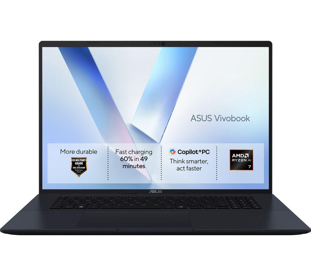 ASUS Vivobook 18 M1807GA 18" Laptop, Copilot+ PC - AMD Ryzen AI 7, 1 TB SSD, Quiet Blue